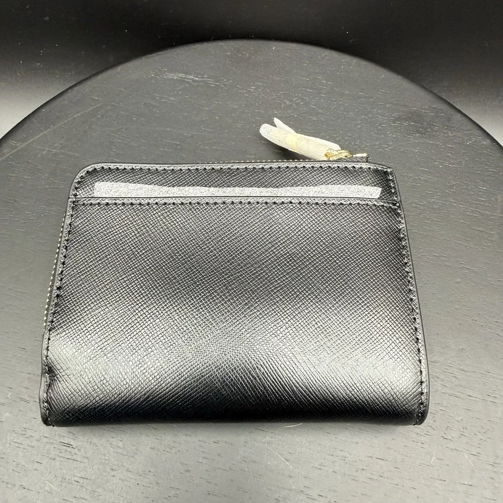 NWT Kate Spade Madison Small L-Zip Wallet Black Saffiano Leather Gold Hardware - Picture 2 of 8